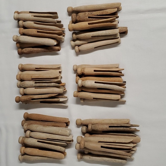 Clothes Pins + Hanging Bag Minimalist Home Primitive Functional BOHO LOT of 60 - Picture 10 of 17